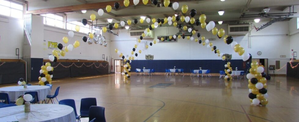 Dance Floor in Gold, White and Black balloons